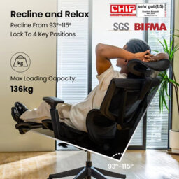 Flexispot Ergonomic Chair With Split Lumbar Support C7 In White&grey With Footrest - thumbnail 7