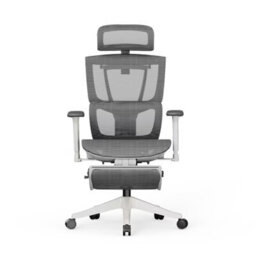 Flexispot Ergonomic Chair With Split Lumbar Support C7 In White&grey With Footrest - thumbnail 1