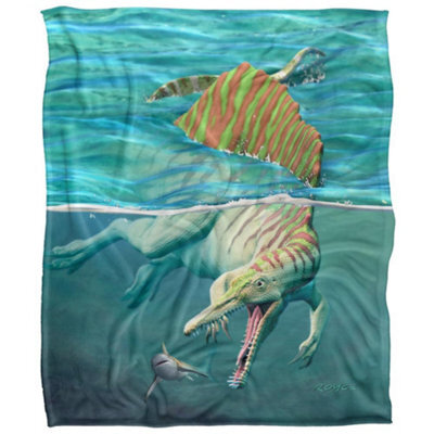 Royce Mcclure Silky Spinosaurus Dinosaur And Shark Supersoft Blanket Multicoloured (152Cm X 127Cm) - image 1