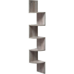 Songmics Corner Shelf, 5-Tier Floating Wall Shelf With Zigzag Design, Bookshelf, Greige Lbc020M01 - thumbnail 4