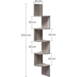 Songmics Corner Shelf, 5-Tier Floating Wall Shelf With Zigzag Design, Bookshelf, Greige Lbc020M01 - thumbnail 8