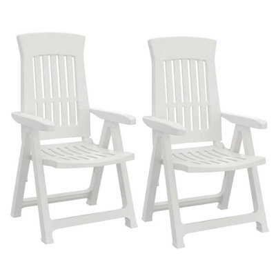 Urbn-Garden Urbn Garden 110Cm Height Outdoor Foldable Plastic Garden Chair Patio Furniture With Adjustable Back White 2Pcs - image 1