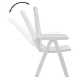 Urbn-Garden Urbn Garden 110Cm Height Outdoor Foldable Plastic Garden Chair Patio Furniture With Adjustable Back White 2Pcs - thumbnail 3