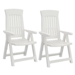 Urbn-Garden Urbn Garden 110Cm Height Outdoor Foldable Plastic Garden Chair Patio Furniture With Adjustable Back White 2Pcs - thumbnail 1