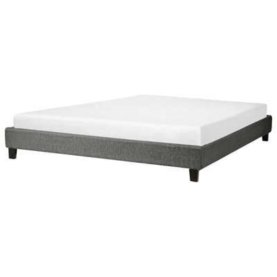Beliani Bed Without Headboard Fabric Roanne 180 X 200 Cm (Eu Super King) Grey - image 1