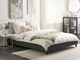 Beliani Bed Without Headboard Fabric Roanne 180 X 200 Cm (Eu Super King) Grey - thumbnail 2