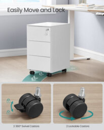 Songmics Mobile File Cabinet, Metal Filing Cabinet For Home Office, Rolling Printer Stand, With 3 Lockable Drawers, Pre-Assembled - thumbnail 5