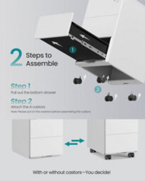 Songmics Mobile File Cabinet, Metal Filing Cabinet For Home Office, Rolling Printer Stand, With 3 Lockable Drawers, Pre-Assembled - thumbnail 7