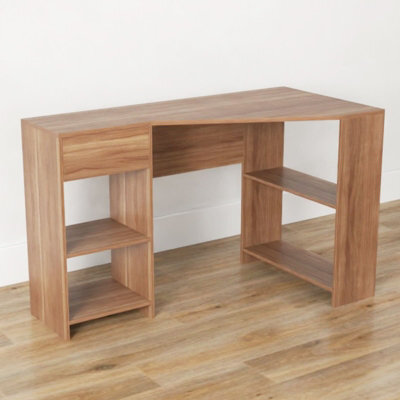 Costway L-Shaped Computer Desk Compact Corner Executive Desk W/storage-Natural - image 1
