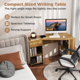 Costway L-Shaped Computer Desk Compact Corner Executive Desk W/storage-Natural - thumbnail 7