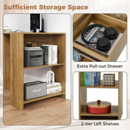 Costway L-Shaped Computer Desk Compact Corner Executive Desk W/storage-Natural - thumbnail 6