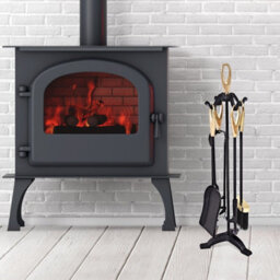 Gainoom 5 Pcs Fire Companion Set Iron Fireplace Fireside Tool Brush Poker Tongs Shovel - thumbnail 6