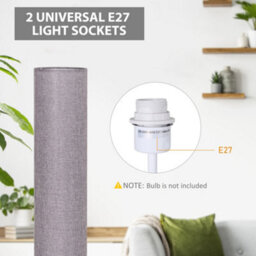 Homcom Tall Floor Lamp Lighting W/ Fabric Shade For Bedroom Living Room Grey - thumbnail 4