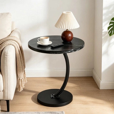Black Small C Shape Sofa Side Table Couch Laptop End Table Coffee Tea Snack Desk Home - image 1