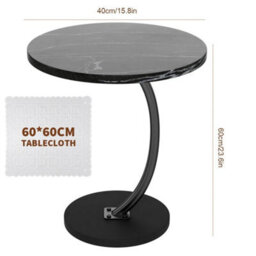 Black Small C Shape Sofa Side Table Couch Laptop End Table Coffee Tea Snack Desk Home - thumbnail 2