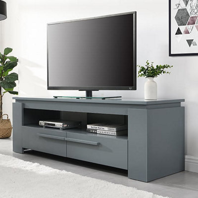 Furniture in Fashion Portland Wooden Tv Stand With 2 Drawers In Grey - image 1