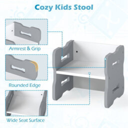Gainoom Kids Grey Table & Chair Set 3-Piese Toddler Set W/ 2 Stools & Table - thumbnail 5