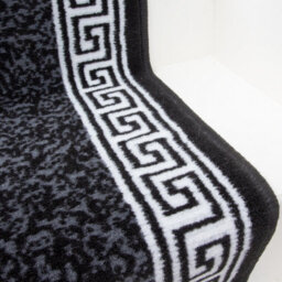 Loomed Black Geometric Bordered Cut To Measure Stair Carpet Runner 60Cm Wide - thumbnail 4