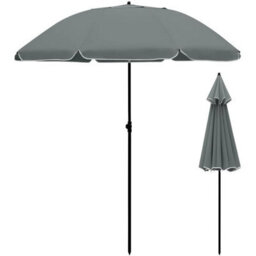 Vivo 2M Outdoor Garden Parasols Umbrella With Crank Handle Tilting Sunshade Uv 30+ - Grey - thumbnail 1