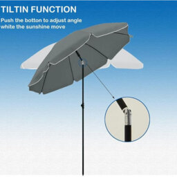 Vivo 2M Outdoor Garden Parasols Umbrella With Crank Handle Tilting Sunshade Uv 30+ - Grey - thumbnail 2
