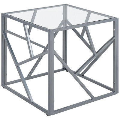 Beliani Side Table Orland Glass Silver - image 1