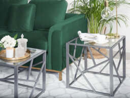 Beliani Side Table Orland Glass Silver - thumbnail 2