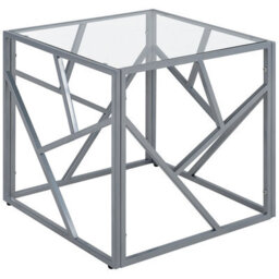 Beliani Side Table Orland Glass Silver - thumbnail 1
