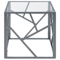 Beliani Side Table Orland Glass Silver - thumbnail 4