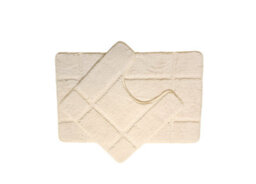 2Pc Luxury Orla Style Soft Non Slip Bath Pedestal Mat Set - Cream