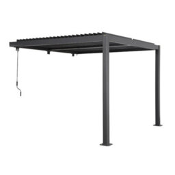 Sweeek - Lean To Pergola With Louvered Roof Aluminium 3 X 3M Palace Anthracite - thumbnail 2