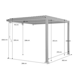 Sweeek - Lean To Pergola With Louvered Roof Aluminium 3 X 3M Palace Anthracite - thumbnail 5