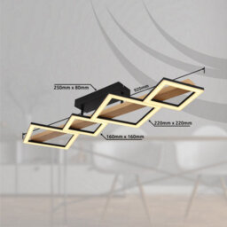 Luminosa Lighting Luminosa Dustin 4 Square Integrated Led Semi Flush Ceiling Light Matt Black 4X Led 3000K - thumbnail 8