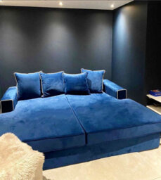 Stratus Interiors Bella Cinema Sofa Tv Room Chesterfield Design With Optional Cup Holders - Steel Plush - Chesterfield Front And Sides - Cupholders - thumbnail 3