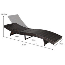 Costway Patio Adjustable Rattan Chaise Lounge Chair W/ 5 Backrest Positions-Grey - thumbnail 2