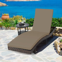 Costway Patio Adjustable Rattan Chaise Lounge Chair W/ 5 Backrest Positions-Grey - thumbnail 6