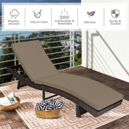 Costway Patio Adjustable Rattan Chaise Lounge Chair W/ 5 Backrest Positions-Grey - thumbnail 5