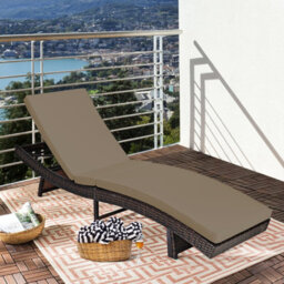 Costway Patio Adjustable Rattan Chaise Lounge Chair W/ 5 Backrest Positions-Grey - thumbnail 4