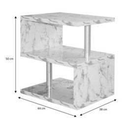 Comfy Living White With Marble Effect Abstract High Gloss Led Side Table - thumbnail 2