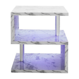 Comfy Living White With Marble Effect Abstract High Gloss Led Side Table - thumbnail 3