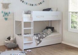 Save On Goods UK White Kids Bed Frame With Pullout Under Guest Bed Trundle,triple Sleeper/underbed Drawer. - thumbnail 2