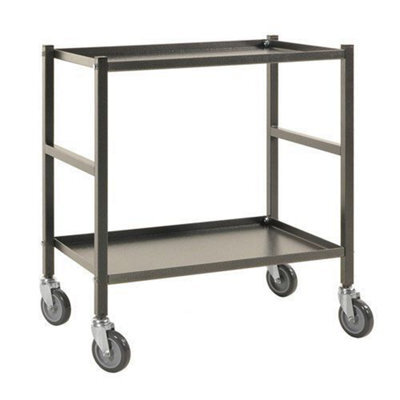 Industrial 2 Shelf Table Trolley Grey