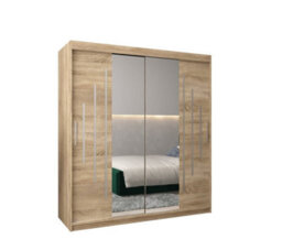 Arte York I Mirrored Sliding Door Wardrobe With Shelves And Hanging Rails In Oak Sonoma H2000mm W1800mm D620mm - thumbnail 1