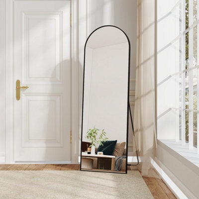 AVER-GROWTH Full Length Mirror 150X50Cm Black Aluminum Frame Large Dressing Mirror Wall Mounted Floor Standing Mirror Arch - image 1