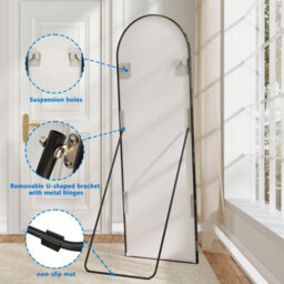 AVER-GROWTH Full Length Mirror 150X50Cm Black Aluminum Frame Large Dressing Mirror Wall Mounted Floor Standing Mirror Arch - thumbnail 5