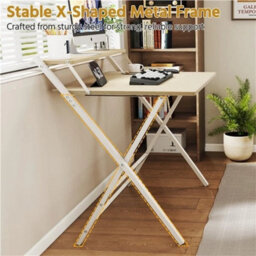 2-Tier Foldable Computer Desk With Monitor Shelf For Office Light Natural Wood - thumbnail 4