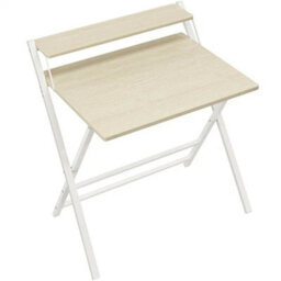 2-Tier Foldable Computer Desk With Monitor Shelf For Office Light Natural Wood - thumbnail 1