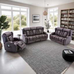 More4Homes Caesar Electric Recliner Bonded Leather 1+2+3 Seater Sofa Set (Brown) - thumbnail 1