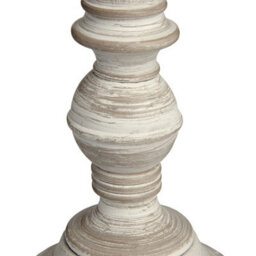 Wyld Haus Baronnies Cream Wooden Pedestal Table Lamp With Tapered Linen Shade - thumbnail 3