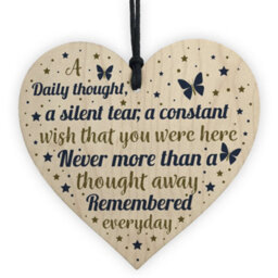 Red Ocean Mum Dad Grandad Nan Memorial Birthday Christmas Wooden Heart Ornament Keepsake - thumbnail 1