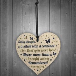 Red Ocean Mum Dad Grandad Nan Memorial Birthday Christmas Wooden Heart Ornament Keepsake - thumbnail 2